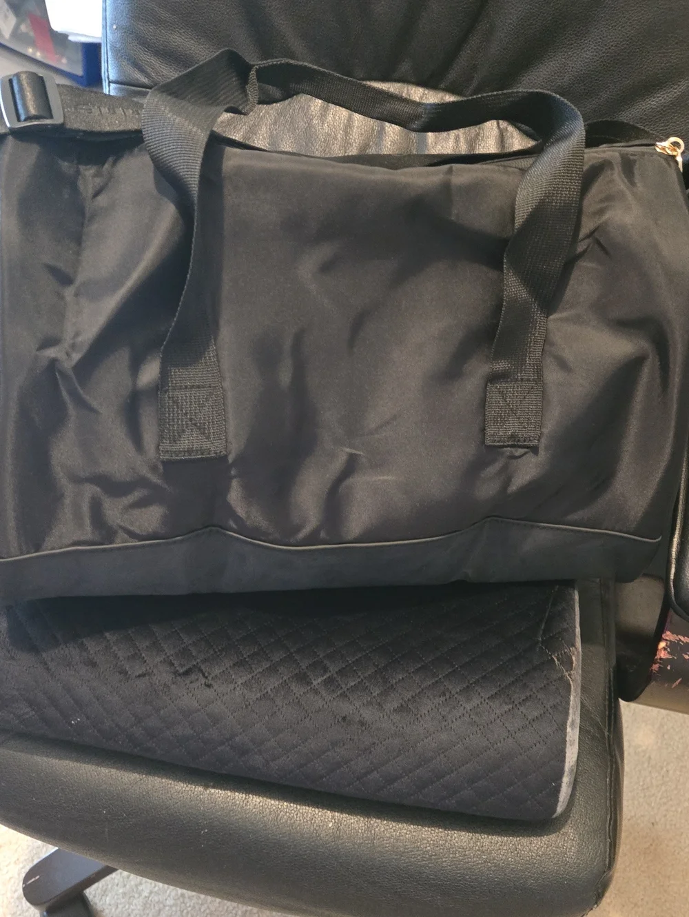 Paco Rabanne Black Nylon Duffel with Web Carry Handles
